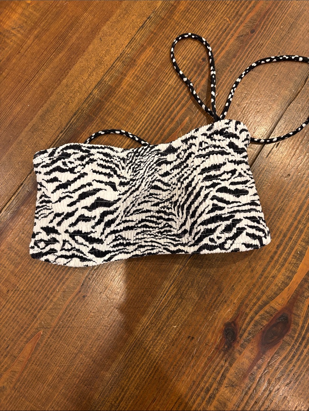 Victoria's Secret Black & White Zebra Print Bikini Top